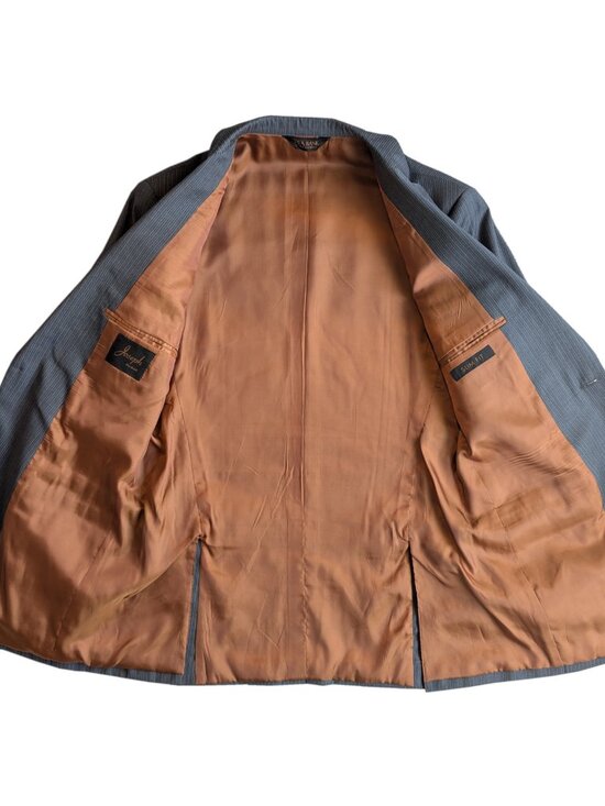 Jos A Bank Slim Fit Suit Gray Pinstripe 100% Wool | 40L Jacket & 34L Pant - Picture 5 of 10